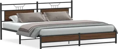 Obrázek produktu pro Kovový rám postele bez matrace hnědý dub 200 x 200 cm