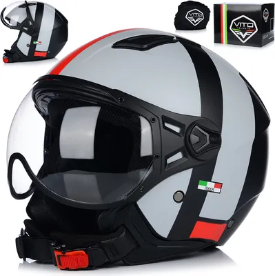 Produktbild von Jet Helm Mopedhelm | VITO MODA | Herren und Damen | Jethelm mit Visier | ECE 22.06  | Motorradhelm | 2XL (61cm)