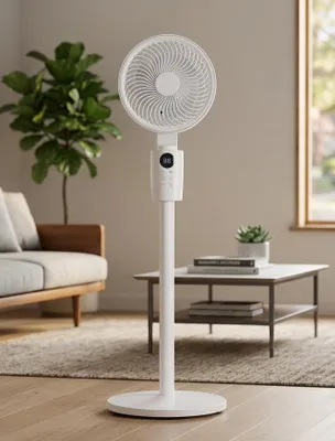 Produktbild von TRONIC® 2in1 Standventilator & Tischventilator – Leiser 20W DC-Ventilator mit 2-Achs-Oszillation, 16 Stufen, Fernbedienung, Timer, LED-Display & Höhen