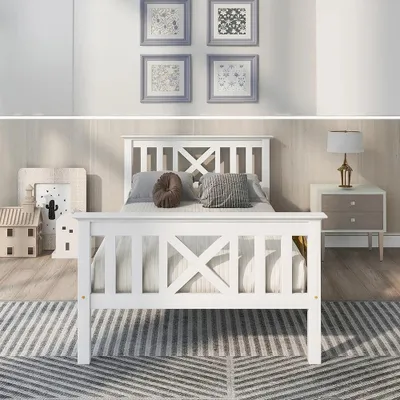 Productafbeelding van Eenpersoonsbed - Bedframe - Kinderbed - Logeerbed - Slaapbank - 90x200 cm - Massief Grenenhout