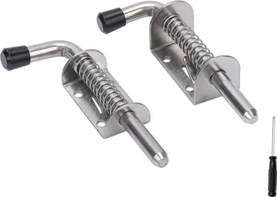 Produktbild von Federriegel aus Edelstahl 304, 128mm, 2 Stück, Torriegel mit Gummigriff und Feder, Silber