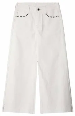 Productafbeelding van Pepe Jeans meisjesbroek, wijde pijpen, model Hw Lexy, kleur ecru, met studs, blauw (denim), maat 8 jaar