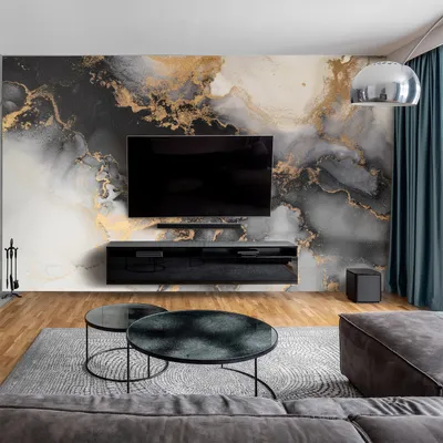 Produktbild von dedeco Wohnzimmerrückwand TV-Wand Wandpaneel Wohnrückwand Rückwand Tapetenersatz, Motiv: Marmor V13, 250 x 100 x 0,5cm, Nano-Protect: hochglanz, wasserfest, robust, als Wandverkleidung aus Hartschaum PVC
