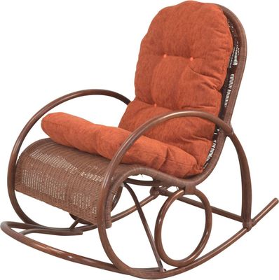 Schaukelstuhl Rattan mit Kissenauflage Braun/Terra