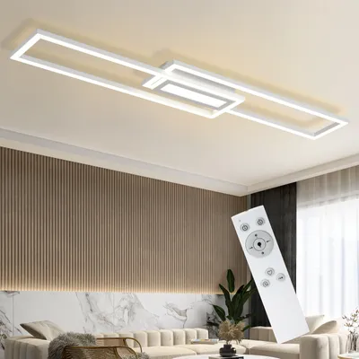 Zdjęcie produktu dla ZMH Lampa sufitowa LED biała ściemnialna z pilotem Nowoczesna lampa sufitowa do sypialni Geometryczna lampa sufitowa 50W do salonu Kuchnia Przedpokój Biuro Lampa sufitowa