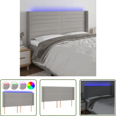 Produktbild von The Living Store LED Kopfteil Hellgrau 163x16x118/128 cm Stoff