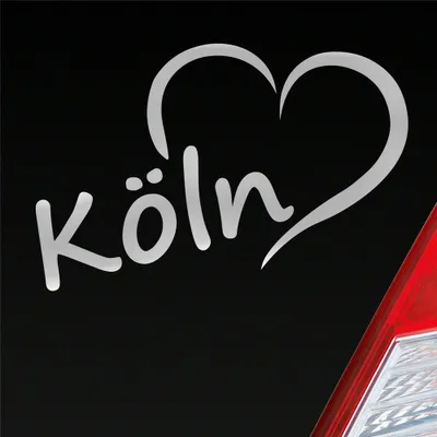 Produktbild von Auto Aufkleber Köln Herz Stadt City Liebe Stadt Cologne 14x8 cm Silber Sticker Heckscheibenaufkleber