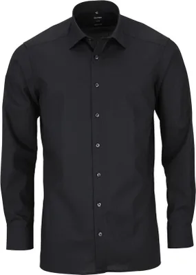 Produktbild von Olymp Businesshemd Luxor Modern Fit normale Passform schwarz einfarbig Baumwolle