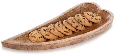 Image de Plat de service en bois de manguier en forme de cœur, 38 x 15,5 cm