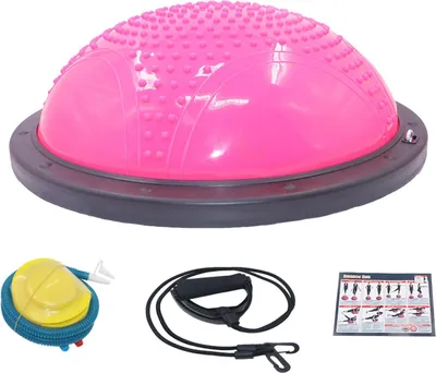 Produktbild von Balance-Trainer-Ball, Yoga-Übungshälfte, für Zuhause, Fitnessstudio, Kerntraining, Fitness, Stabilitätstraining, 58 cm, Rosa