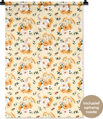 Produktbild von MuchoWow® Wandteppich Wandbehang Anemone - Blumen - Pastell - Gelb 60x90 cm Tapisserie Dekoration Wandtuch - Foto-Teppich - Abwaschbar