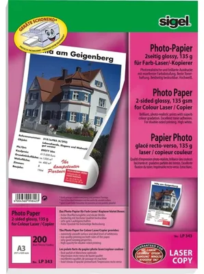 Immagine prodotto di sigel LP343 Foto-Papier, DIN A3, 135 g/qm, 2-seitig glossy