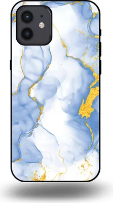 Produktbild von Smartphonica Handyhülle geeignet für iPhone 12/12 Pro mit Hellblau Gold Marmor Print - TPU Backcover Case Hellblau Gold Marmor Design