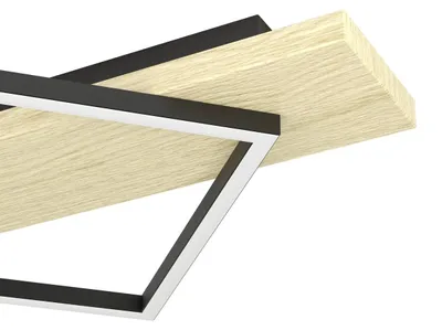 Zdjęcie produktu dla Lampa sufitowa LED EGLO Boyal, 3-punktowa lampa sufitowa, lampa do salonu z jasnego drewna i czarnego metalu, lampa sufitowa, ciepła biel, 101 cm