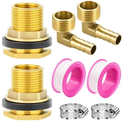 Productafbeelding van 2 stuks regentondoorvoer 1/2 inch AG, 3/8 inch IG met slangklemmen