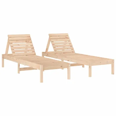 Image de vidaXL Bains de soleil 2 pcs. 199,5x60x74 cm pin massif
