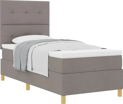 Zdjęcie produktu dla Łóżko sprężynowe z materacem Ciemnoszary 90 x 190 cm tkanina