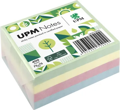 Produktbild von Notes Haftnotiz 5820-98PG Pastell 75x75mm 400 Blatt farbig Packung mit 12 Stück
