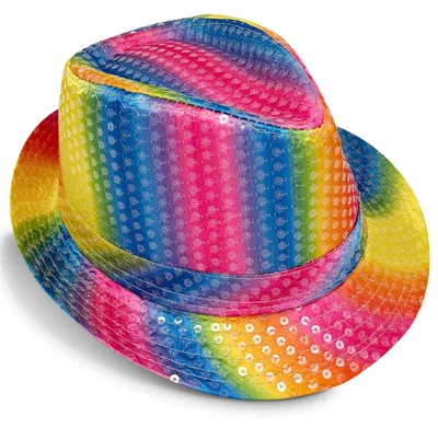 Produktbild von Pailletten Hut Bunt Erwachsene Einheitsgröße Glitzer Kostüm Karneval Fasching Disco Party