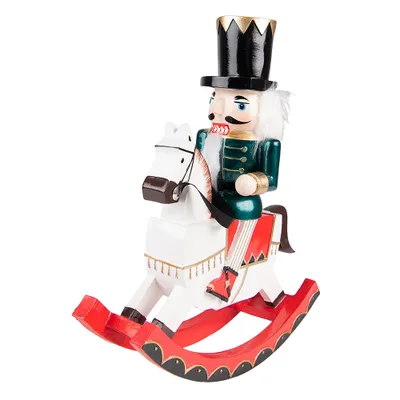 Produktbild von Clayre & Eef Figur Nussknacker 29 cm Weiß Grün Kunststoff