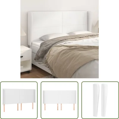 Produktbild von The Living Store Kopfteil mit Ohren Weiß 203x23x118/128 cm Kunstleder