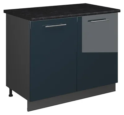 Produktbild von Spülenunterschrank Vicco Fame-Line Dunkelblau Hochglanz/Anthrazit 100 cm, AP Anthrazit, Model 61941