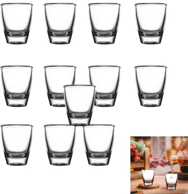 Produktbild von Schnapsgläser 35 ml, eiförmig, 12 Stück, dickes Glas, spülmaschinenfest, für Party