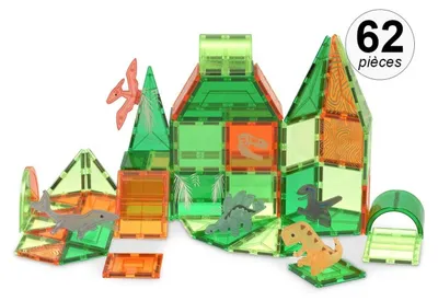 Image de 1001Jouets Jeu de construction magnétique - 62 pièces - À partir de 3 ans - Dinosaures