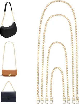 Produktbild von Taschenkette, 4 Stück Metall Bag Chain, Taschenkette, Trageriemen Kette, Chain Shoulder Strap, Purse Chain Strap, Replacement Chain für Shoulder Bag & Handbag - 40/60/100/120cm (Golden)