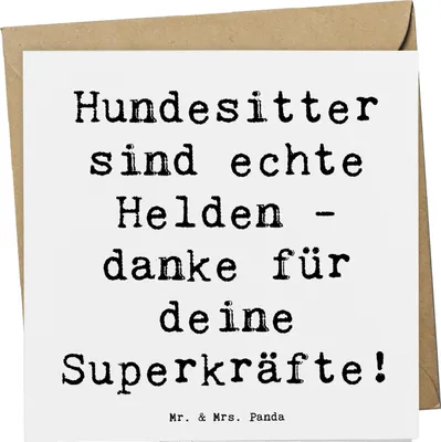 Produktbild von Mr. & Mrs. Panda Grußkarte Spruch Hundesitter Helden - Weiß - Geschenk, Bedanken, Danke sagen, Aufmerksamkeit, Hundesitting, Geschenkideen, Hundebetreuung, doppelkarte