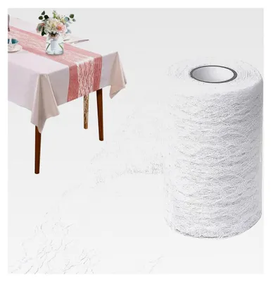 Produktbild von Tischläufer Weiß Spitze, 15cm x 22m Vintage für Zeremonien und Veranstaltungen