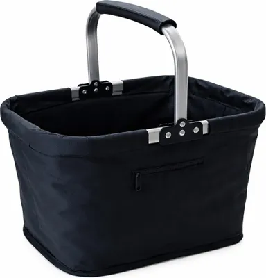 Zdjęcie produktu dla Kosz na zakupy, składany z kieszonką, torba czarna na zakupy, do 10 kg, 43 x 27 x 23 cm