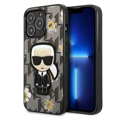 Obrázok produktu pre Puzdro Karl Lagerfeld KLHCP13LPMNFIK1 pre iPhone 13 Pro, 13 6,1", sivá, šedá, kvetinová Ikonik Karl