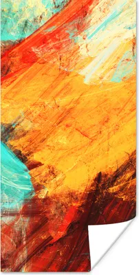 Produktbild von MuchoWow® Poster Gemälde - Abstrakt - Öl 75x150 cm - Dekoration für die Wände