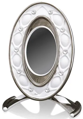 Obrázok produktu pre Casa Padrino Barokový obrazový rám biely / strieborný 26 x 16 x v. 36 cm - Nádherný keramický obrazový rám so sklom Swarovski