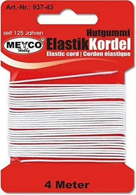 Produktbild von Meyco Hobby Hutgummi Elastik Kordel in weiß zum Basteln Länge 4m