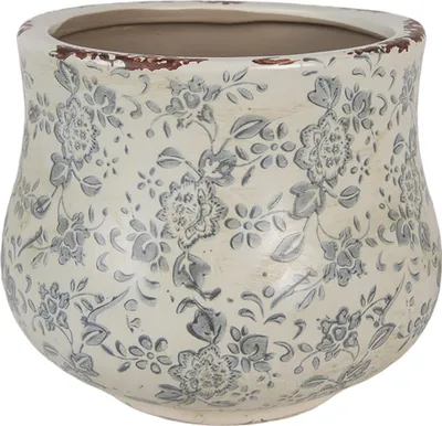 Productafbeelding van Clayre & Eef bloempot, diameter 18 cm, hoogte 15 cm, groen, keramiek, voor bloemen
