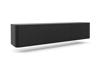 Produktbild von TV-Schrank Hängende RTV Kommode 200 cm Misterio mit Lamellen, abgerundeten Seiten und 3 Schränke - Schwarz