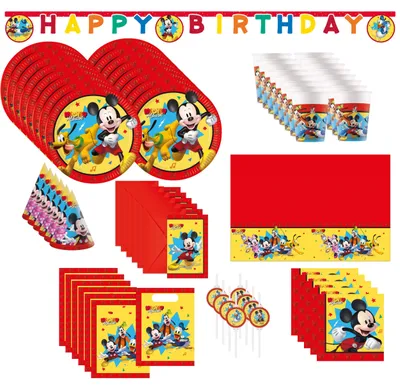Produktbild von 82-tlg. Mickey Jump Into Fun Partyset für Kindergeburtstag