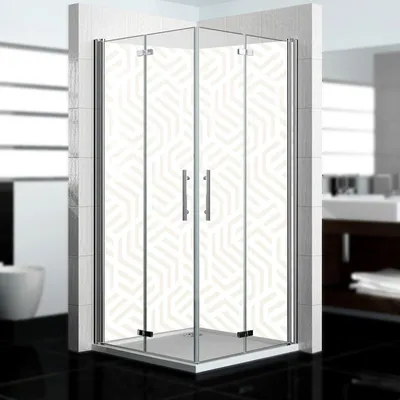 Produktbild von dedeco Eck-Duschrückwände Aluminium wasserfest Motiv: Abstrakt V7, Nano-Protect seidenmatt, 2 x 90x200x0,3cm, Badrückwand, Fliesenersatz fugenlos Wandverkleidung Wandpaneele,  Germany