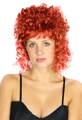 Produktbild von rote gelockte Saloon Girl Damen Langhaar Perücke