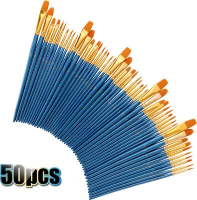 Produktbild von 50 STÜCKE Nylonhaar Pinsel Set Künstler Pinsel Lot Mehrere Medien Pinsel für Aquarell Gouache Ölgemälde Große Kunst Zeichnung Liefert