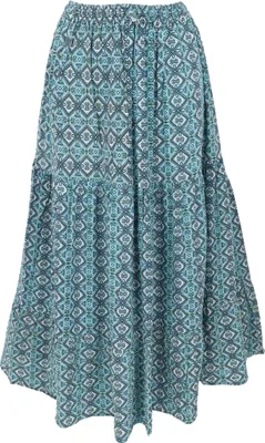 Produktbild von Maxirock Batik, Langer Sommerrock, Farbenfroher Stufenrock - Blau, Damen, Viskose, Röcke