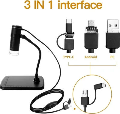 Produktbild von 3 in 1 Telefonmikroskop Typ Kamera Endoskop Android Computer Digital Kinder schwarz