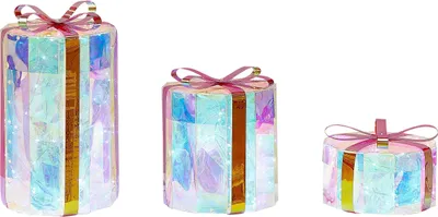 Zdjęcie produktu dla BELIANI Dekoracja ogrodowa LED metalowa wielokolorowa 30 x 20 x 20 cm zestaw 3 prezentów świątecznych ozdoba zewnętrzna ze światełkami do domu na ogród