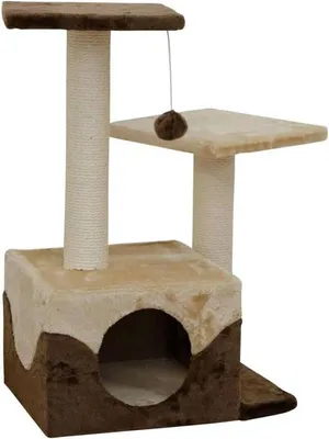 Productafbeelding van Famanu kraboom met holte en speelballen - hoogte 70 cm - bruin/beige