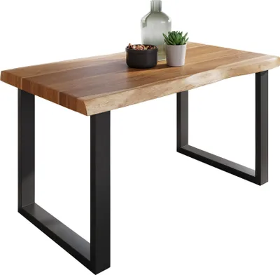 Produktbild von Esstisch Baumkante massiv Akazie Natur 140 x 80 U-Gestell schwarz ATLAS