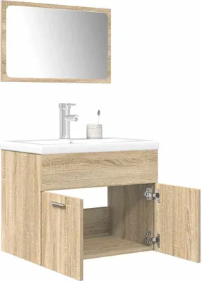 Produktbild von 3-tlg. Badmöbel-Set Sonoma-Eiche Holzwerkstoff