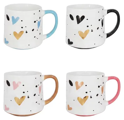 Produktbild von Clayre & Eef Tasse 4er Set 450 ML Weiß Porzellan
