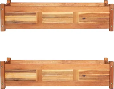 Image de Maison Exclusive - 2 jardinières surélevées en bois d'acacia, 100 x 30 x 25 cm
